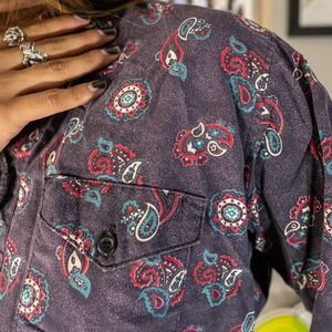 Vintage Wrangler Size M Shirt Purple Paisley Shirt
